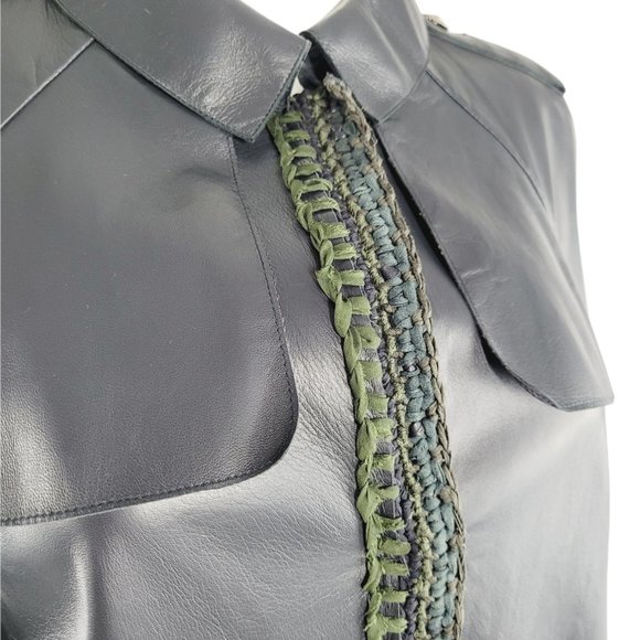 Chanel Navy Lambskin Leather Long Jacket - Picture 6 of 9